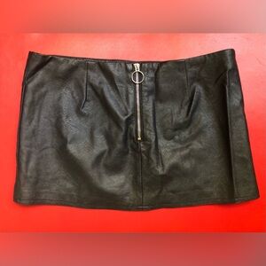Urban Outfitters Black Faux Leather Mini Skirt with Front Zip